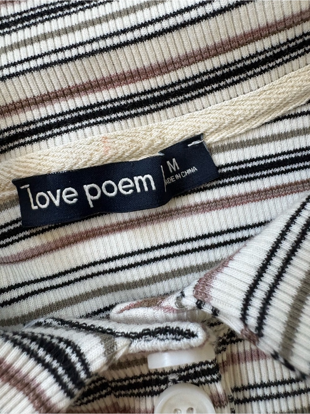 Tomboy Beige & Black Striped Polo Tee - Picture 3 of 7
